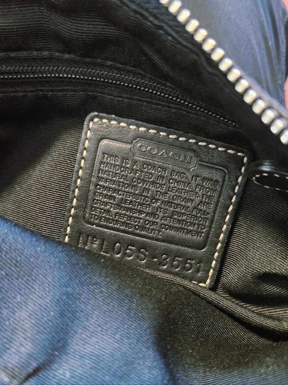3551 Coach Black Leather Wristlet with White Stitching and Silver Hardware - Picture 3 of 4